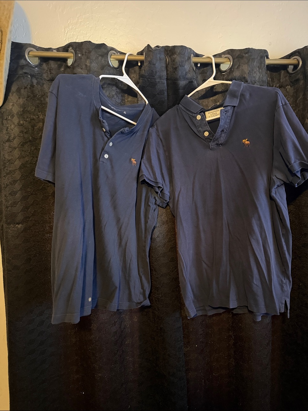 Abercrombie & Fitch Navy Short Sleeve Polo Tees (Pair)